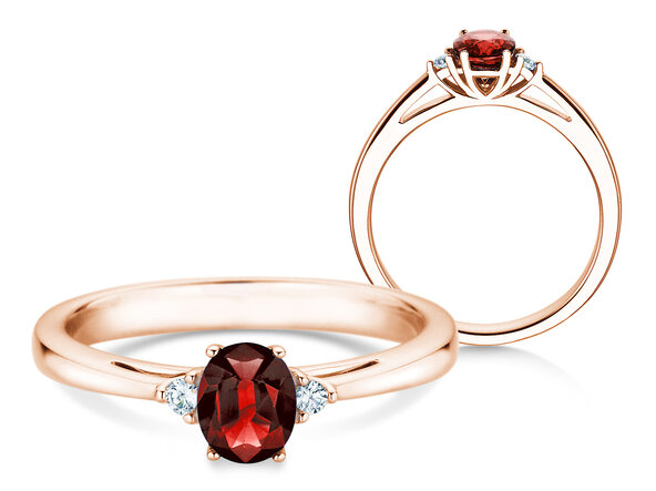 Verlobungsring Life in 9K Roségold mit Rubin 0,25ct und Diamanten 0,03ct