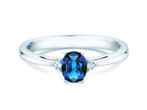 Verlobungsring Life in 14K Weißgold mit Saphir 0,60ct und Diamanten 0,03ct