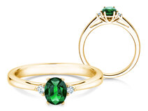 Verlobungsring Life in 9K Gelbgold mit Smaragd 0,60ct und Diamanten 0,03ct