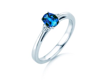 Verlobungsring Life in 14K Weißgold mit Saphir 0,60ct und Diamanten 0,03ct