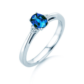 Verlobungsring Life in 14K Weißgold mit Saphir 0,60ct und Diamanten 0,03ct
