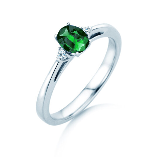 Verlobungsring Life in 9K Weißgold mit Smaragd 0,25ct und Diamanten 0,03ct