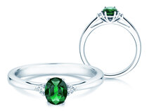 Verlobungsring Life in 9K Weißgold mit Smaragd 0,60ct und Diamanten 0,03ct