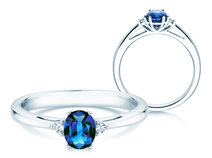 Verlobungsring Life in 9K Weißgold mit Saphir 0,25ct und Diamanten 0,03ct