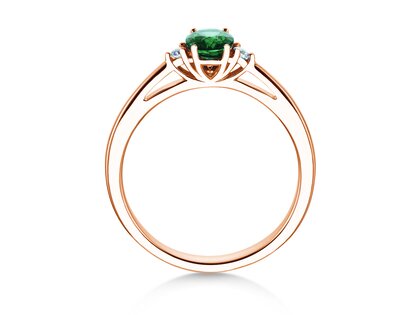 Verlobungsring Life in 9K Roségold mit Smaragd 0,25ct und Diamanten 0,03ct
