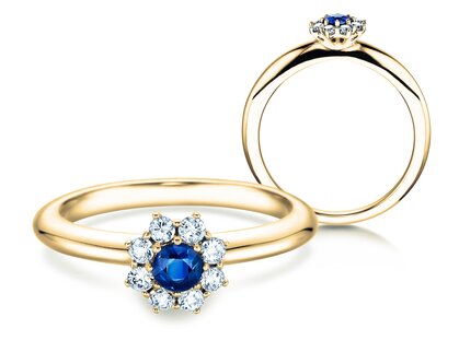 Verlobungsring Lovely in 14K Gelbgold mit Saphir 0,33ct und Diamanten 0,40ct