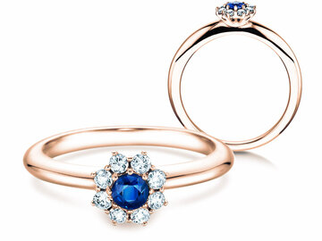 Verlobungsring Lovely in 14K Weißgold mit Saphir 0,10ct und Diamanten 0,15ct
