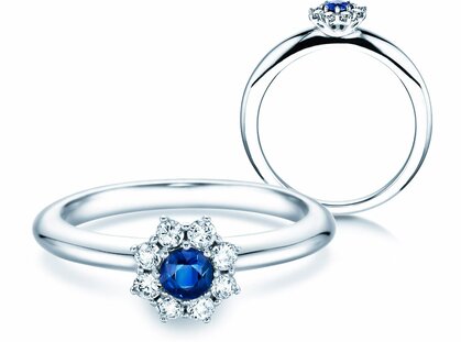 Verlobungsring Lovely in Platin 950/- mit Saphir 0,10ct und Diamanten 0,15ct