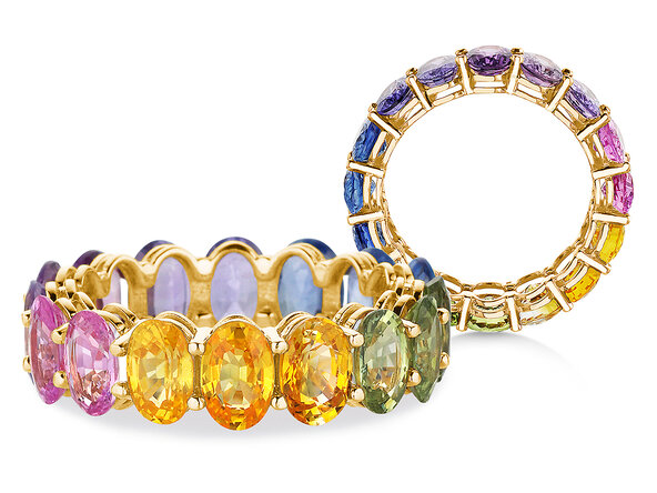 Rainbow Oval in 14K Gelbgold mit Saphir 8,33ct