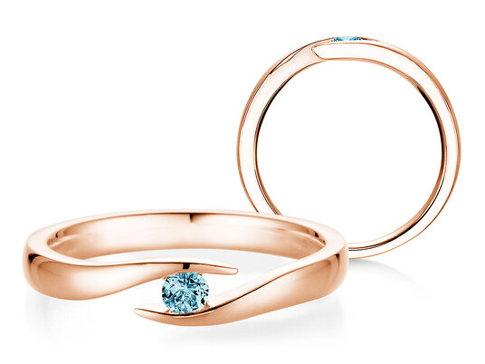 Verlobungsring Twist Colour in 9K Roségold mit Blautopas 0,10ct