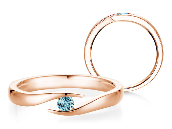 Verlobungsring Twist Colour in 9K Roségold mit Blautopas 0,10ct