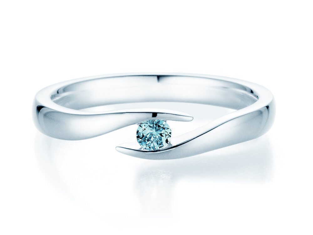 Verlobungsring Twist Colour in 9K Weißgold mit Blautopas 0,05ct