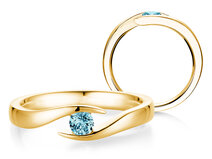 Verlobungsring Twist Colour in 9K Gelbgold mit Blautopas 0,25ct