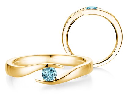 Verlobungsring Twist Colour in 9K Gelbgold mit Blautopas 0,25ct