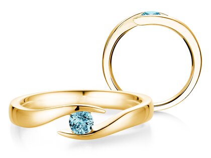 Verlobungsring Twist Colour in 9K Gelbgold mit Blautopas 0,25ct