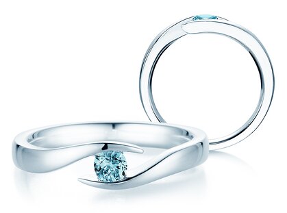 Verlobungsring Twist Colour in 9K Weißgold mit Blautopas 0,25ct