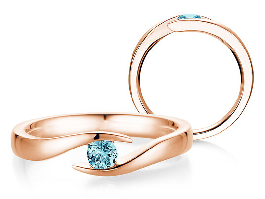 Verlobungsring Twist Colour in 9K Roségold mit Blautopas 0,25ct