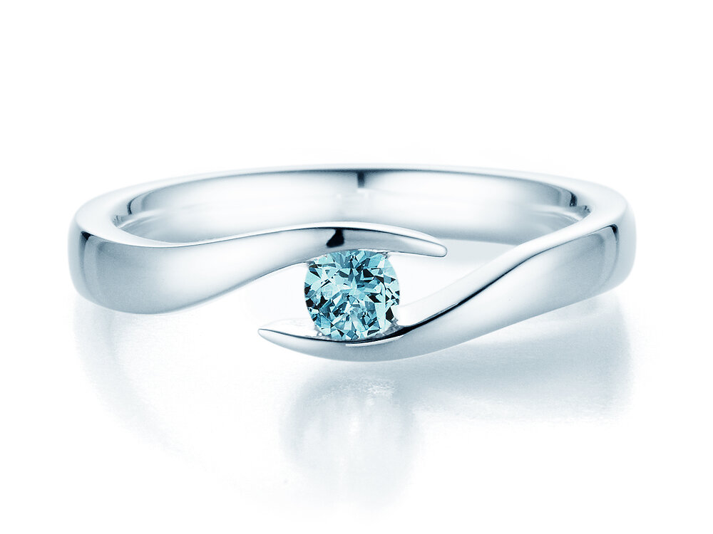 Verlobungsring Twist Colour in Platin 950/- mit Blautopas 0,15ct