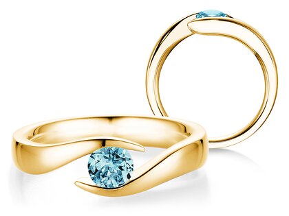 Verlobungsring Twist Colour in 14K Gelbgold mit Blautopas 0,50ct