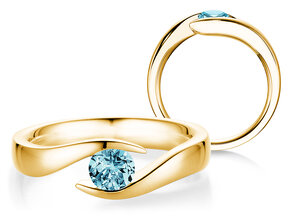Verlobungsring Twist Colour in 14K Gelbgold mit Blautopas 0,50ct
