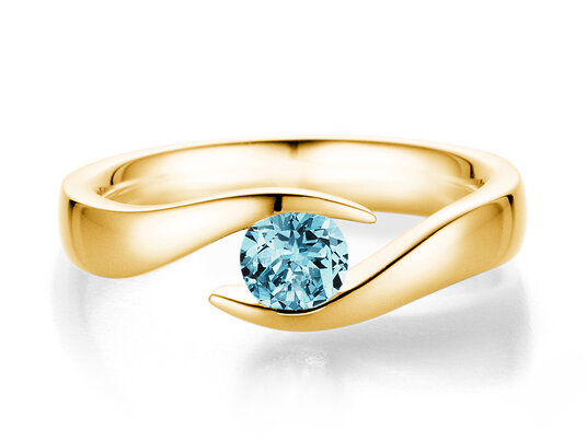 Verlobungsring Twist Colour in 9K Gelbgold mit Blautopas 0,50ct