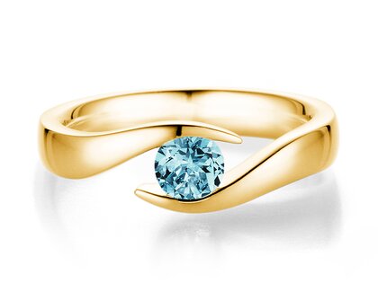 Verlobungsring Twist Colour in 14K Gelbgold mit Blautopas 0,50ct
