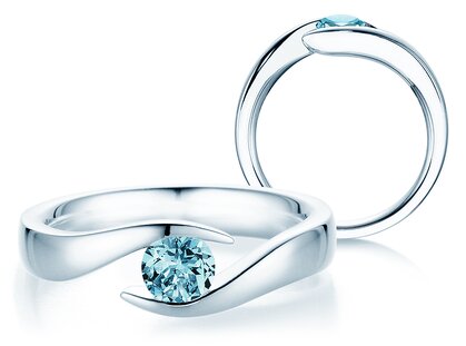 Verlobungsring Twist Colour in 9K Weißgold mit Blautopas 0,50ct