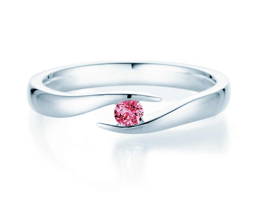 Verlobungsring Twist Colour in 14K Weißgold mit Pinker Turmalin 0,10ct