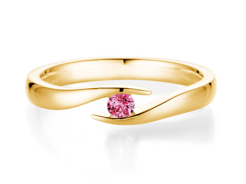 Verlobungsring Twist Colour in 14K Gelbgold mit Pinker Turmalin 0,10ct