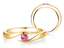 Verlobungsring Twist Colour in 9K Gelbgold mit Pinker Turmalin 0,25ct