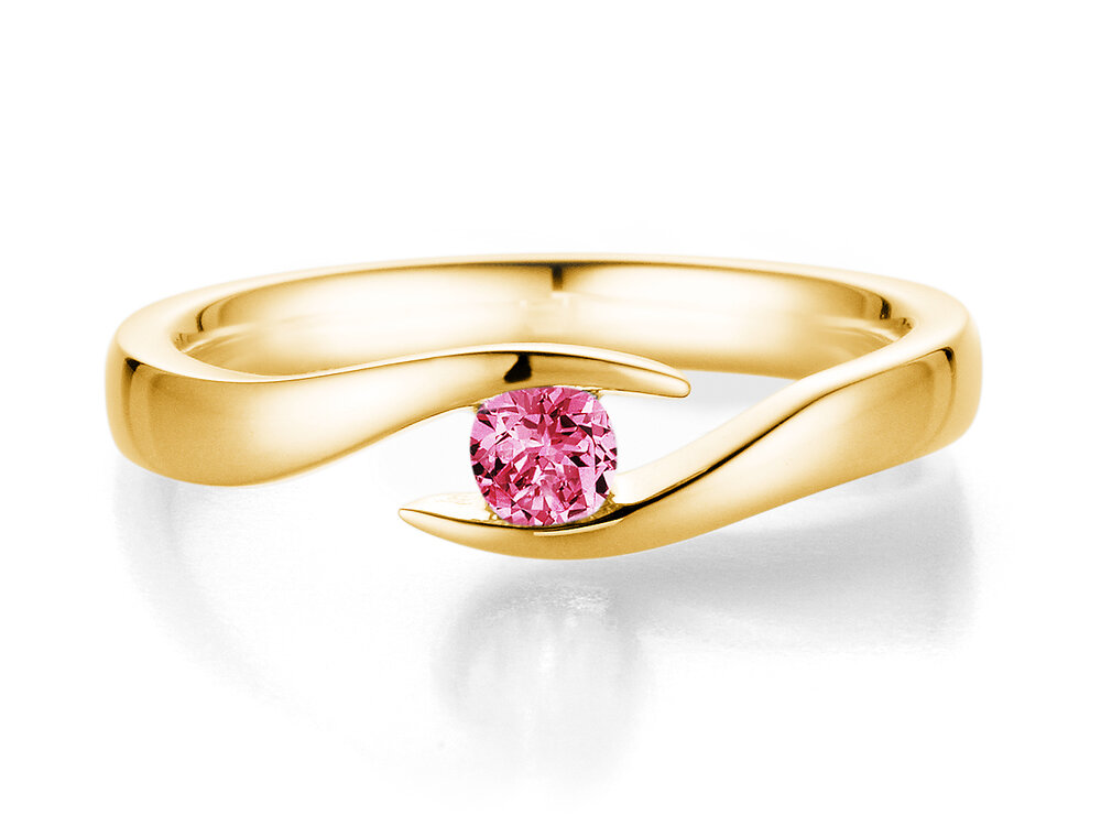 Verlobungsring Twist Colour in 18K Gelbgold mit Pinker Turmalin 0,25ct