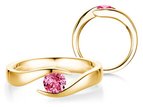 Verlobungsring Twist Colour in 14K Gelbgold mit Pinker Turmalin 0,50ct