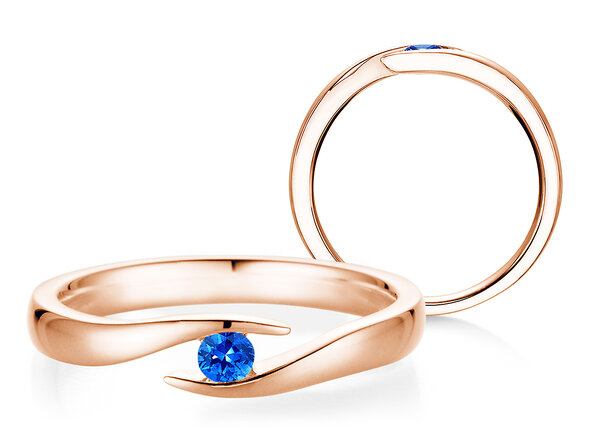 Verlobungsring Twist Colour in 14K Roségold mit Saphir 0,05ct