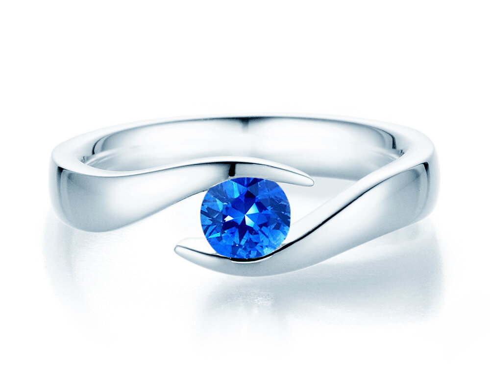 Verlobungsring Twist Colour in Platin 950/- mit Saphir 0,50ct