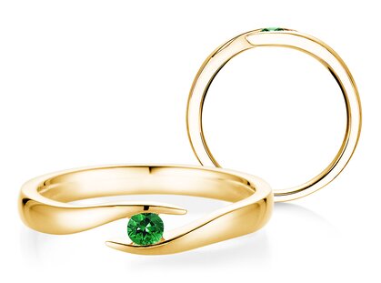 Verlobungsring Twist Colour in 9K Gelbgold mit Smaragd 0,05ct