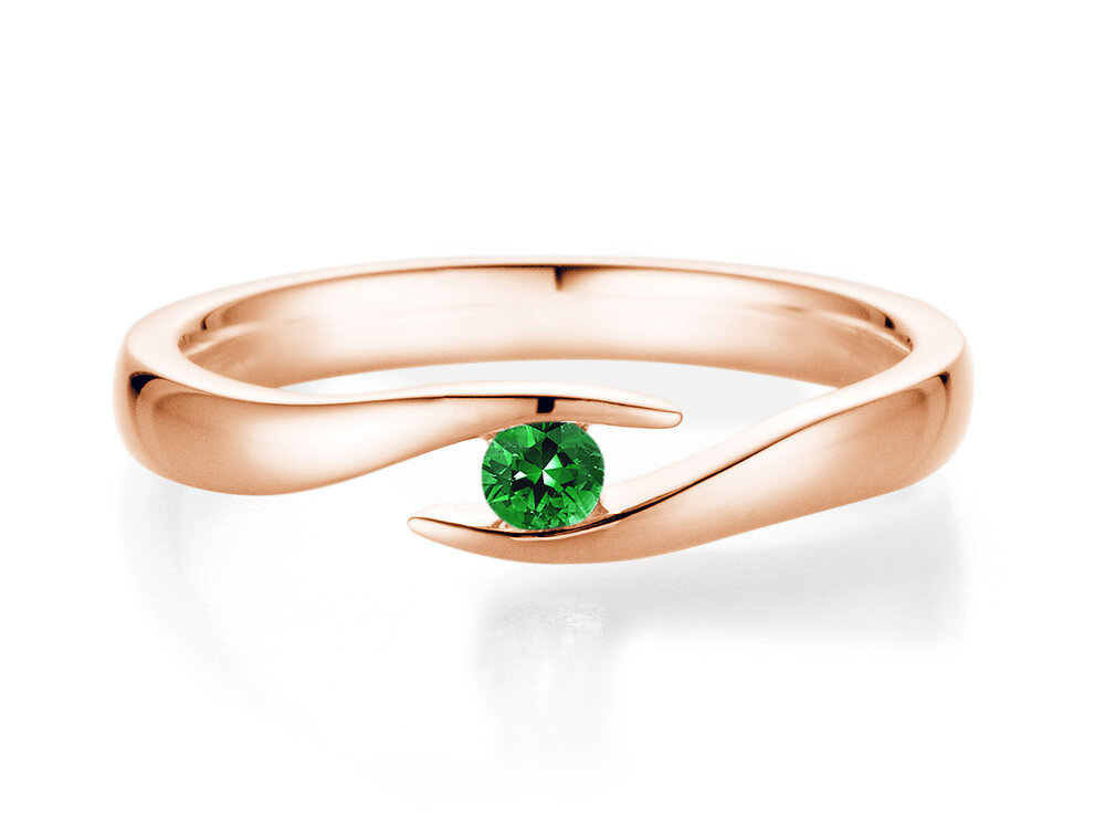 Verlobungsring Twist Colour in 14K Roségold mit Smaragd 0,05ct