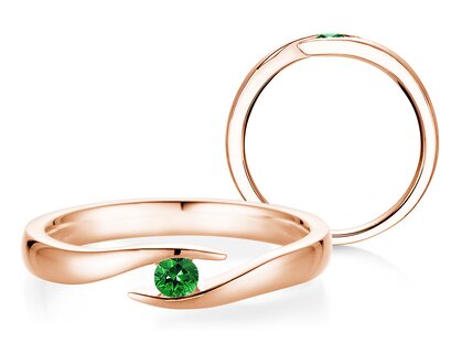Verlobungsring Twist Colour in 9K Roségold mit Smaragd 0,05ct