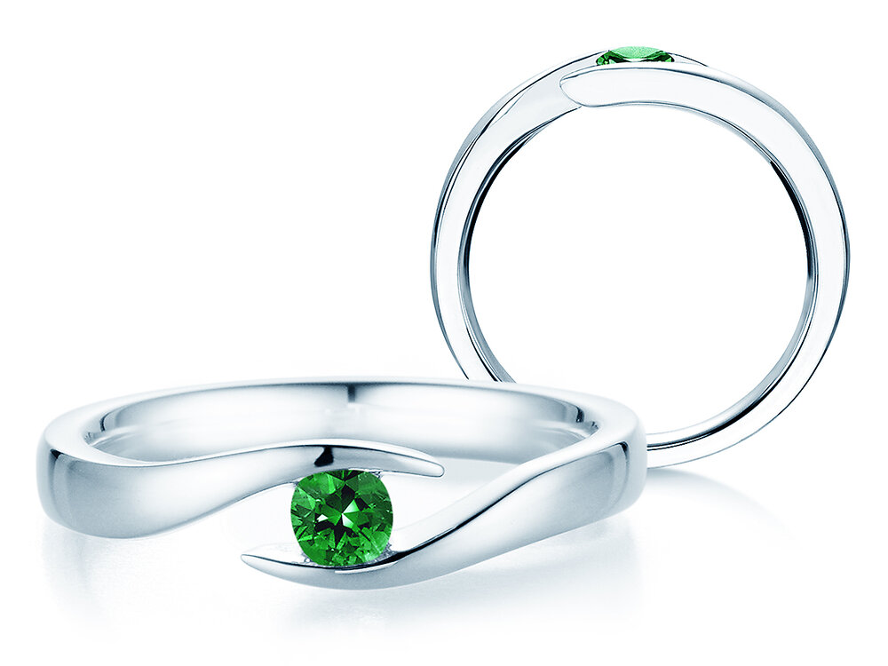 Verlobungsring Twist Colour in Platin 950/- mit Smaragd 0,15ct
