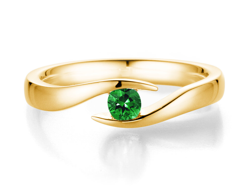 Verlobungsring Twist Colour in 18K Gelbgold mit Smaragd 0,15ct