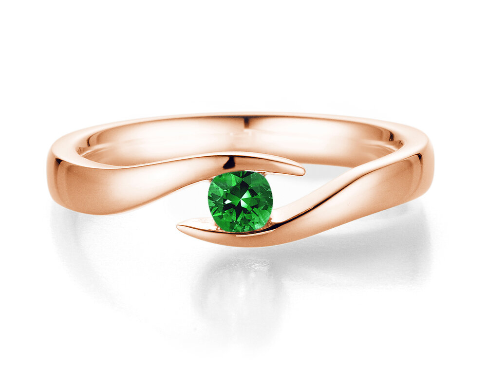 Verlobungsring Twist Colour in 9K Roségold mit Smaragd 0,25ct