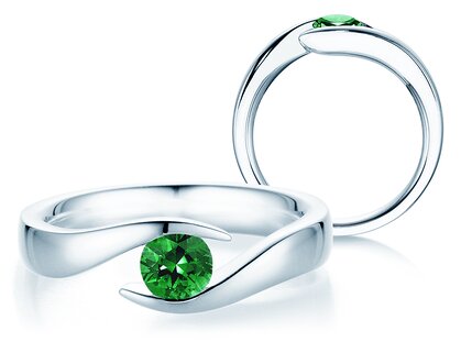 Verlobungsring Twist Colour in 18K Weißgold mit Smaragd 0,50ct