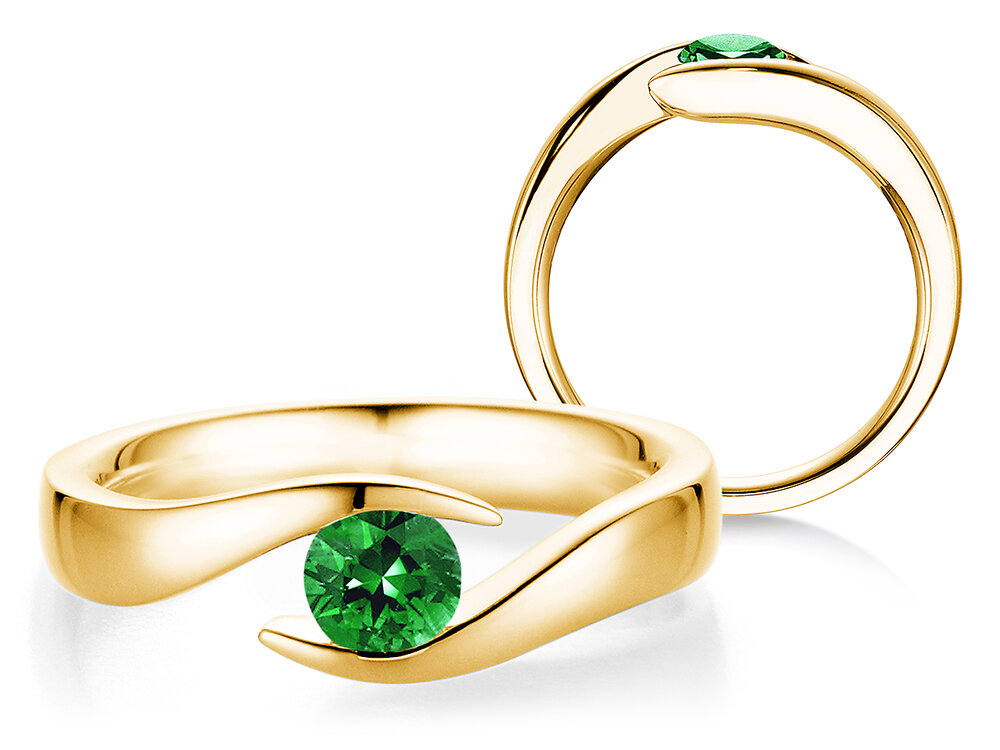 Verlobungsring Twist Colour in 18K Gelbgold mit Smaragd 0,50ct
