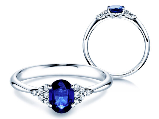 Verlobungsring Vivid in 14K Weißgold mit Saphir 1,00ct und Diamanten 0,12ct