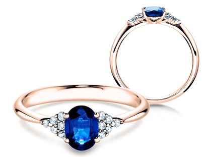 Verlobungsring Vivid in 14K Roségold mit Saphir 1,00ct und Diamanten 0,12ct