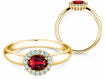 Verlobungsring Windsor Cross in 14K Weißgold mit Rubin 0,60ct und Diamanten 0,12ct