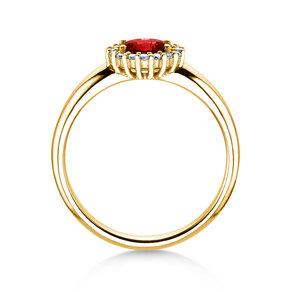 Verlobungsring Windsor Cross in 14K Gelbgold mit Rubin 0,60ct und Diamanten 0,12ct
