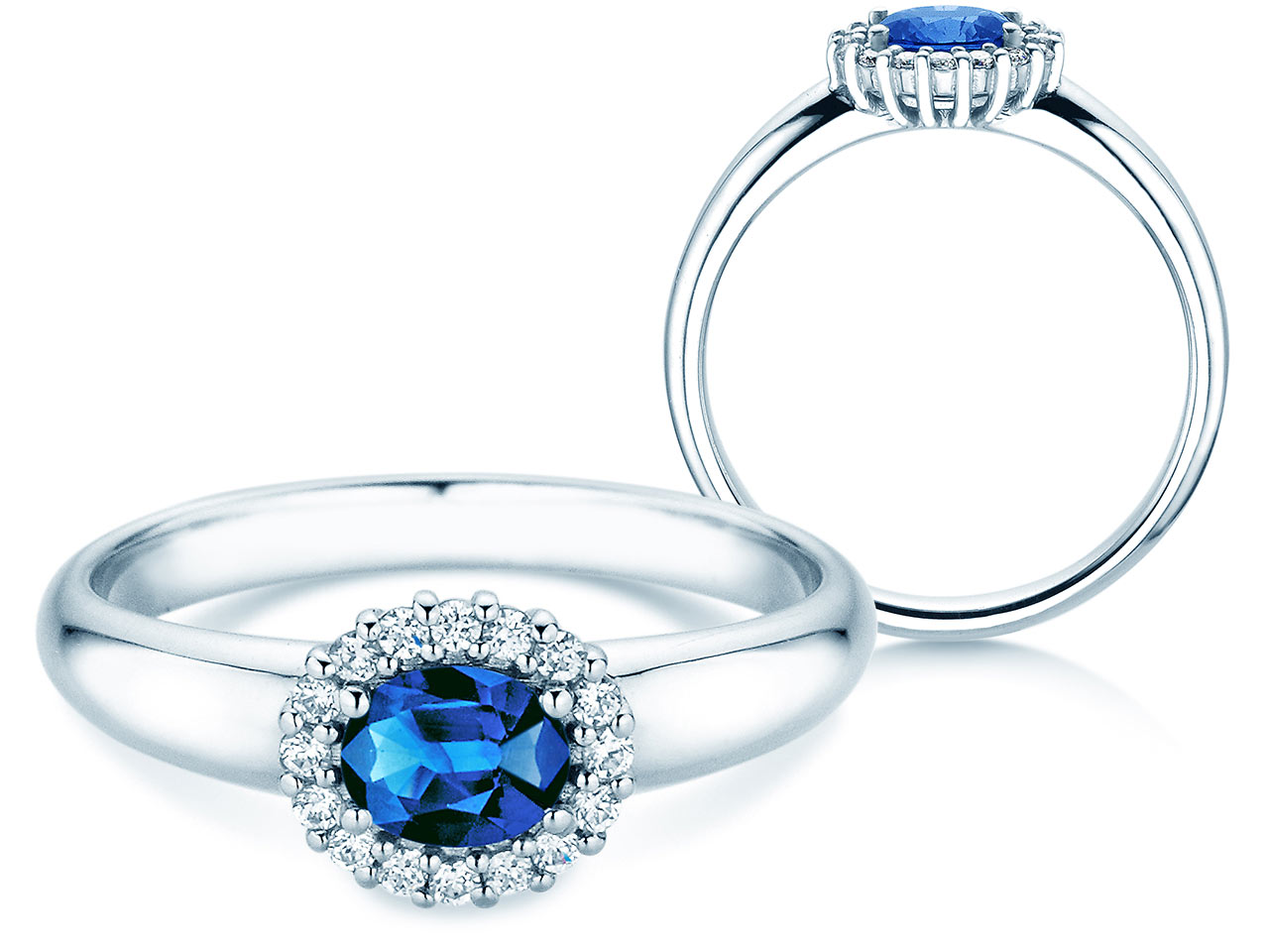 Verlobungsring Weissgold Saphir