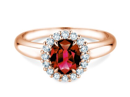 Verlobungsring Windsor Royal in 14K Roségold mit Rubin 1,20ct und Diamanten 0,28ct