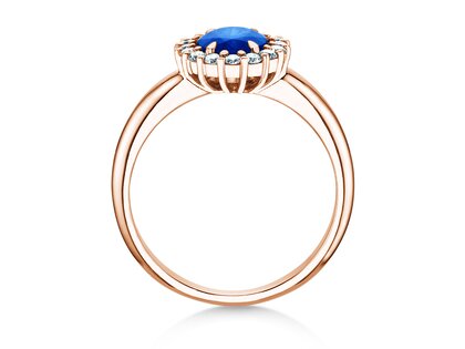 Verlobungsring Windsor Royal in 14K Roségold mit Saphir 1,20ct und Diamanten 0,28ct