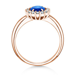 Verlobungsring Windsor Royal in 14K Roségold mit Saphir 1,20ct und Diamanten 0,28ct